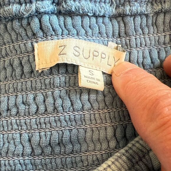 Z Supply Blue Jumpsuit with Smocked Bodice and Wide-Leg Fit - Picture 6 of 6